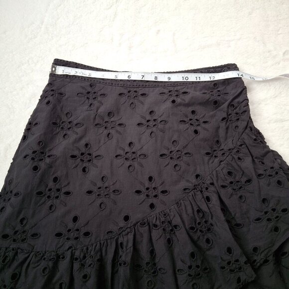 Express Embroidered Eyelet Skirt Sz 6 Mini 100% Cotton Ruffle Cottagecore Boho - Picture 13 of 15